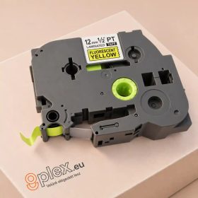   Brother TZe-C31 P-Touch utángyártott feliratozószalag kazetta 12mm * 5m fluoreszkáló sárga alapon fekete