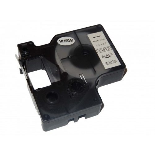 Dymo D1 Utángyártott 43613 6mm*7m fehér alapon fekete betűs feliratozószalag kazetta