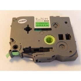   Brother TZe-D21 P-Touch utángyártott feliratozószalag kazetta 9mm * 8m neon fluoreszkáló zöld alapon fekete