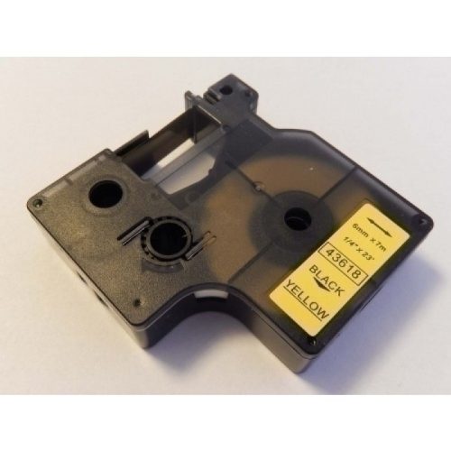 Dymo D1 43618 6mm * 7m sárga alapon fekete utángyártott feliratozószalag kazetta