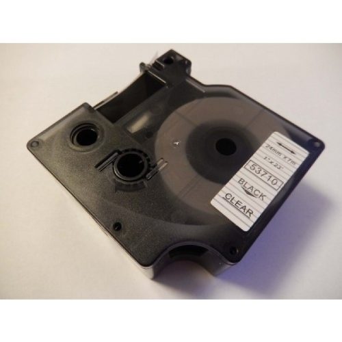 Dymo D1 53710 24mm * 7m átlátszó alapon fekete utángyártott feliratozószalag kazetta