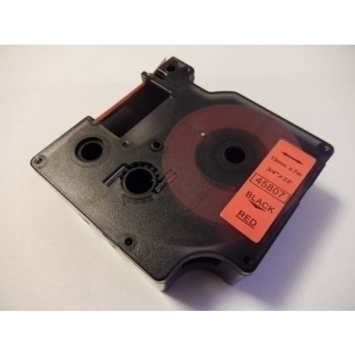 Dymo D1 45807 19mm * 7m piros alapon fekete utángyártott feliratozószalag kazetta