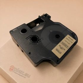   Dymo D1 45023 12mm * 7m arany alapon fekete utángyártott feliratozószalag kazetta