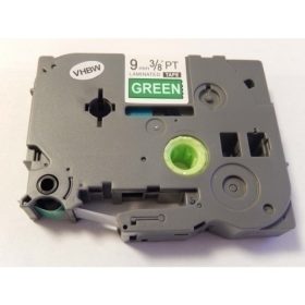   Brother TZE-725 utángyártott zöld alapon fehér nyomtatás 9mm * 8m feliratozószalag kazetta