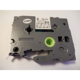   Brother TZe-115 P-Touch utángyártott feliratozószalag kazetta 6mm * 8m átlátszó alapon fehér