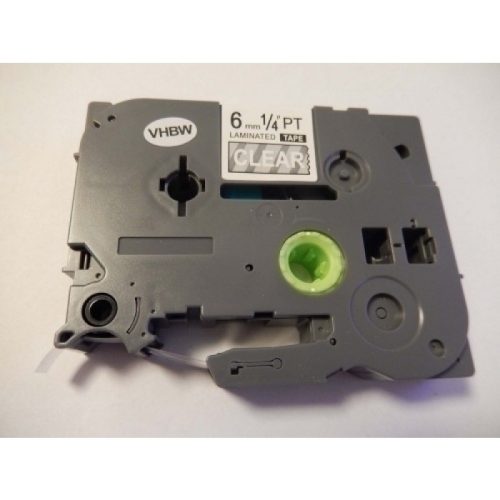 Brother TZe-115 P-Touch utángyártott feliratozószalag kazetta 6mm * 8m átlátszó alapon fehér