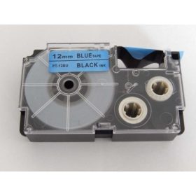   Casio XR-12BU utángyártott feliratozószalag kazetta Kék alapon fekete nyomtatás 12 mm * 8m