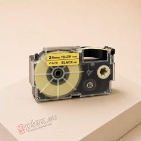   Casio XR 24YW 24mm * 8mm utángyártott sárga alapon fekete feliratozószalag kazetta