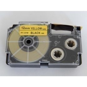   Casio XR-12YW1 utángyártott feliratozószalag kazetta sárga alapon fekete nyomtatás 12 mm * 8m