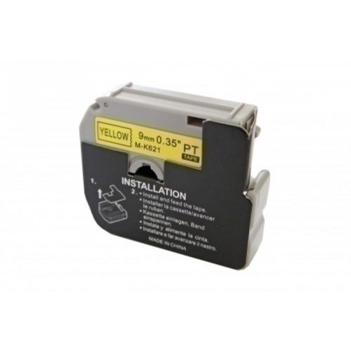Brother MK621 utángyártott 9mm * 8m sárga alapon fekete feliratozószalag kazetta