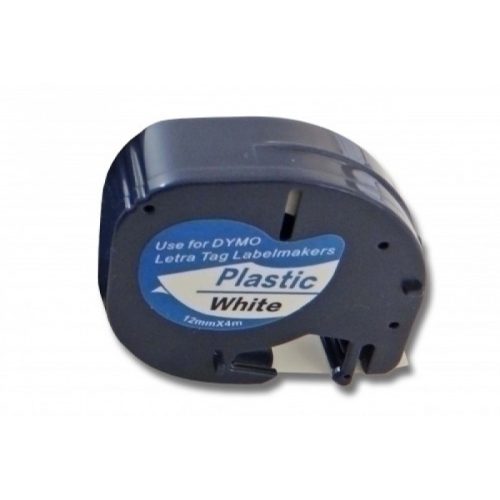 Dymo utángyártott LetraTag 12mm 91201 (S0721610) 12mm*4m fekete-fehér poliészter szalag