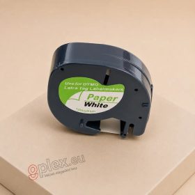   Dymo 91200 (S0721520) Letratag kompatibilis 12mm*4m fekete-fehér papír feliratozószalag kazetta
