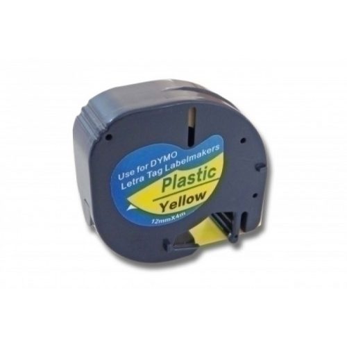 Dymo LT 91202 LetraTag sárga alapon fekete poliészter 12mm*4m fpoliészter feliratozószalag