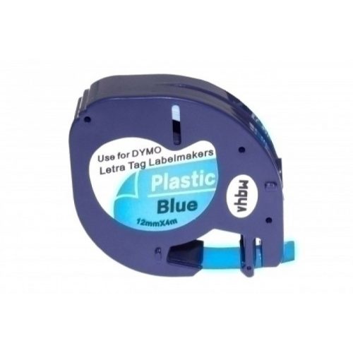 Dymo LetraTag LT 91205 kék alapon fekete utángyártott 12mm * 4m poliészter feliratozószalag kazetta