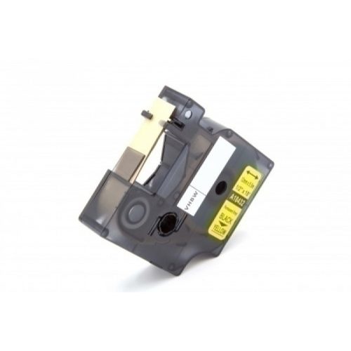 Dymo ID1 18432 12mm * 5mm sárga alapon fekete ipari PVC vinyl feliratozószalag kazetta