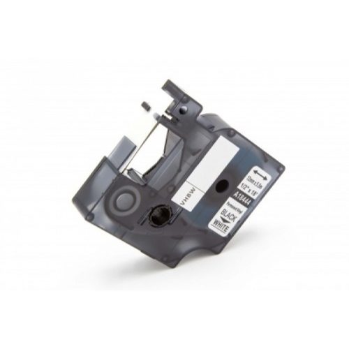 Dymo ID1 18444 12mm * 5.5m fehér alapon fekete vinyl PVC utángyártott feliratozószalag kazetta