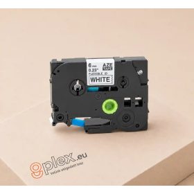   Brother TZE-FX213 utángyártott rugalmas szalag 6mm fehér alapon Kék