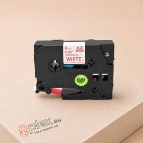   Brother TZE-FX222 utángyártott rugalmas szalag 9mm fehér alapon Piros