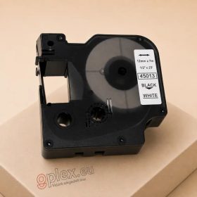   Dymo D1 45013 kompatibilis 12mm*7m fehér alapon fekete feliratozószalag kazetta