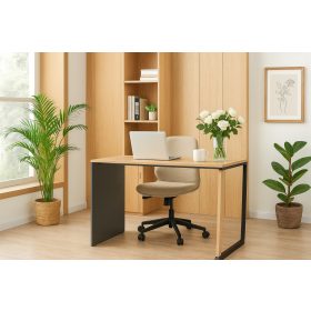   Egyszerű íróasztal fabetétes fém lábbal(OAK&STEEL Edition)