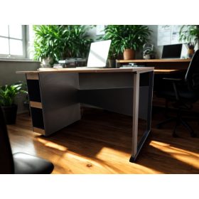 Számítógépasztal fabetétes lábbal (OAK&STEEL Edition)