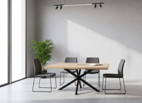 Tárgyaló asztal csillaglábbal (OAK&STEEL Edition)