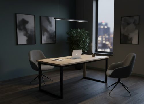 Tárgyaló asztal fabetétes lábbal (OAK&STEEL Edition)