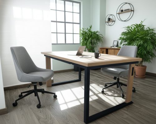 Tárgyaló asztal fabetétes lábbal (OAK&STEEL Edition)